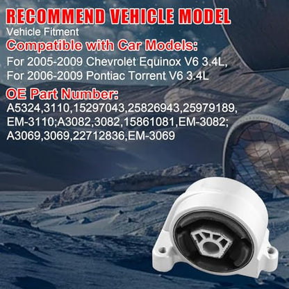 3Pcs Engine Motor Transmission Mount Fit for 2005-2009 Chevrolet Equinox - size: 2005-2009 for Chevy Equinox V6 3.4L