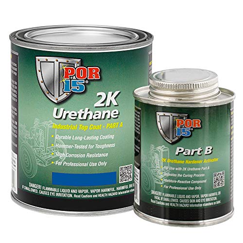 POR-15 2K Urethane - Safety Blue - 32 FL OZ - Two Part Industrial Top Coat | Durable Long-Lasting Coating | Hammer Tough Finish - color: Safety Blue, size: 32 Fl Oz (Pack of 1)