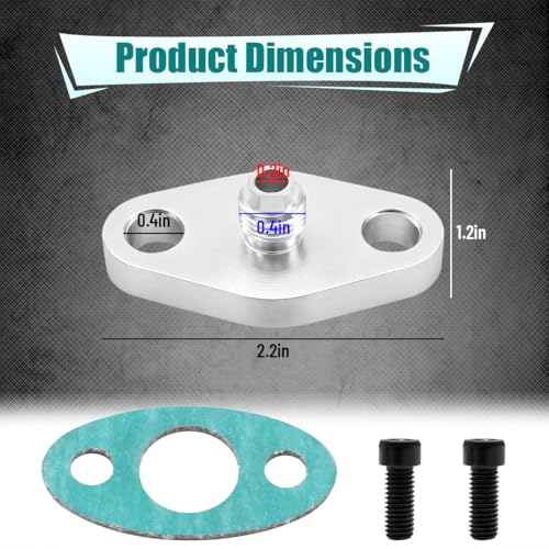 AN4 Oil Drain Flange, Aluminum Alloy Vehicle Turbo Oil Return Drain Flange Adapter with Gasket & Bolts, Leak Proof Automotive Replacement Accessories, Compatible with T3 GT42 T04 - size: AN4