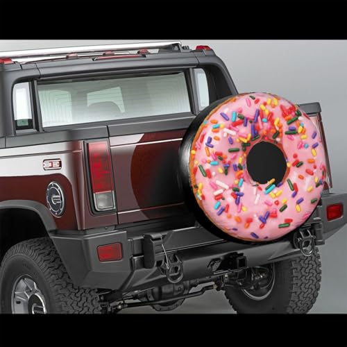 Pink Donut Spare Tire Cover Doughnut Food Dessert Wheel Tire Covers Waterproof Wheel Tire Protector Weatherproof Dust-Proof Tyre Covers Universal Fit for Trailer Truck Off-Road Vehicle RV SUV 15 Inch - color: Pink Donut, size: 15" for tire diameter 27.6"-