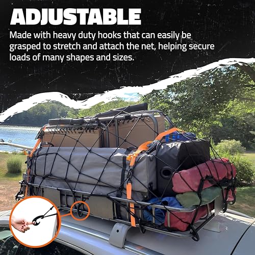 Mockins 50"x36" Large Cargo Net for Pickup Truck Bed, Roof Rack or Trailer - size: 50" x 36"