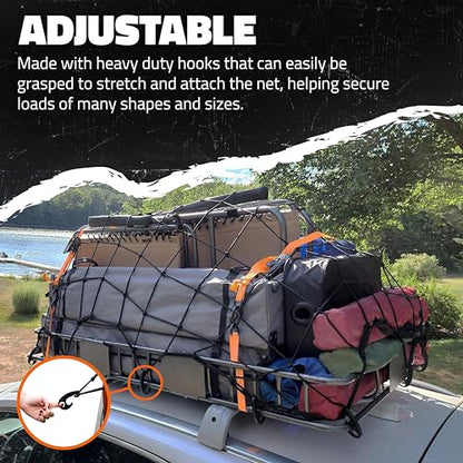 Mockins 50"x36" Large Cargo Net for Pickup Truck Bed, Roof Rack or Trailer - size: 50" x 36"