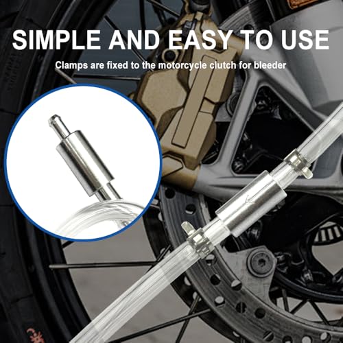 2 PCS Brake Bleeder Hose, One Way Check Valve Tube Bleeding Tool for Motorcycle Clutch, Brake Bleeder Kit Hydraulic System Clutch Brake Exhaust Parts, Motorbike Accessories