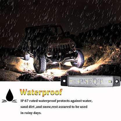 PSEQT 10 Pcs LED Rock Strip Lights Car Underglow Wheel Fender Well Lighting Kits Waterproof for Golf Cart Wrangler Offroad Truck RV UTV ATV Snowmobile (White) - color: White