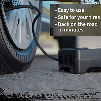 Slime 50139 Flat Tire Puncture Emergency Kit, Includes Sealant and Tire Inflator Pump, Analog, Suitable for Cars and Other Highway Vehicles, 10 Min Fix - size: No Size
