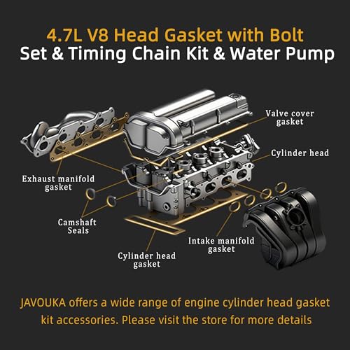 Head Gasket Bolts Set with Timing Chain Water Pump Kit, 4.7L - style: for Durango 4.7L 2000-2003