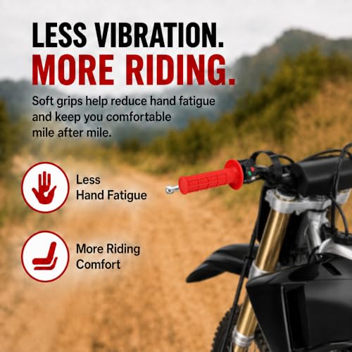 Motorcycle Lock-on Grips 7/8”Handlebar Handle Red - color: red