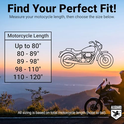 Platinum Shield Motorcycle Cover, Heavy Duty Polyester with Inner Fleece Lining, Protects from Rain, Sun, UV & More (Fits Length: 80" - 89") - size: Fits 80" - 89"