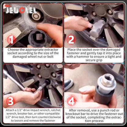 21mm 1/2" Drive Lug Nut Remover, Damaged Nut Lock Remover Extractor - size: 21mm
