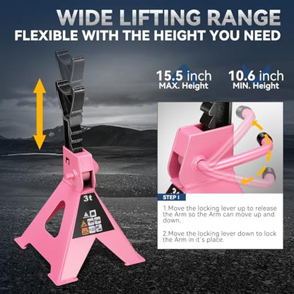 Auto Dynasty 3 Ton Floor Jack, Hydraulic w/Single Piston Quick Lift, Pink - color: Pink, size: 3 ton