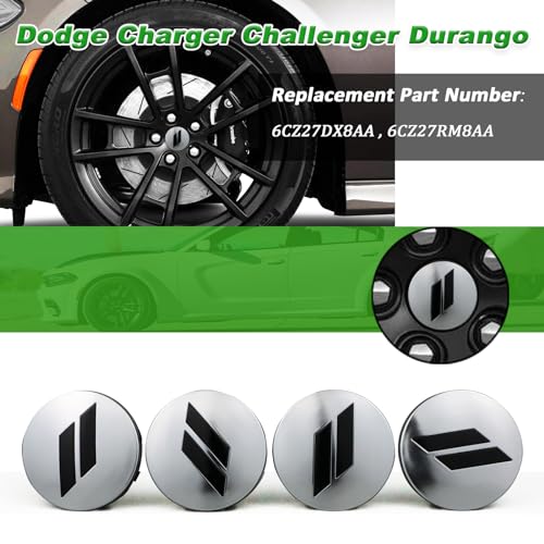 4pcs 63mm 2.5 inches Slash Wheel Center Cap Covers Fit for Dodge Charger Durango Dart 2015-2020 Jeep/Chrysler - color: Silver-Black
