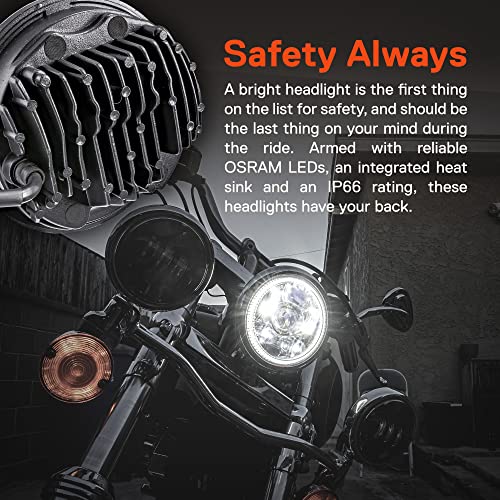 TRUE MODS 5.75 Inch LED Headlight for Harley Davidson Halo DRL Round - color: Chrome, size: HALO