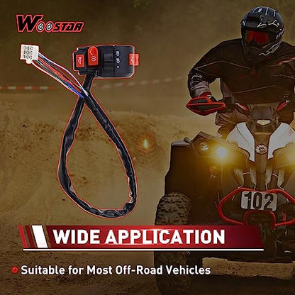 WOOSTAR 7/8" 22mm Handlebar 4 Function Right Start Switch with Horn Button Replacement for 110cc 125cc 150cc 200cc 250cc ATV 4 Wheeler Quad Motorcycle Dirt Pit Bike - color: 4 Functions