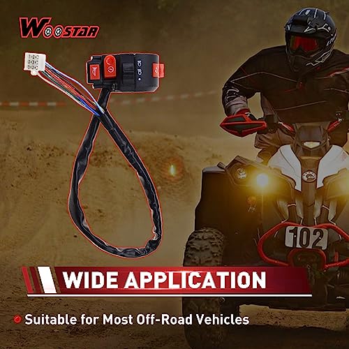 WOOSTAR 7/8" 22mm Handlebar 4 Function Right Start Switch with Horn Button Replacement for 110cc 125cc 150cc 200cc 250cc ATV 4 Wheeler Quad Motorcycle Dirt Pit Bike - color: 4 Functions