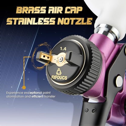 HVLP Air Spray Gun Kit 1.4mm, Professional Automotive Paint Sprayer - color: Purple-blue, size: 1.4mm