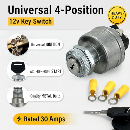 MGI SpeedWare 4-Position Universal Ignition Key Switch Acc/Off/IGN/Start