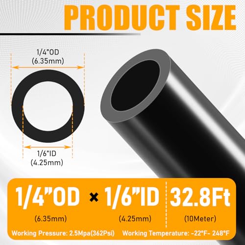 Pangda Air Line Brake Hose Dot Pneumatic,1/4''OD 32.8ft,Black,Pa12 Nylon - size: 1/4''OD 32.8ft