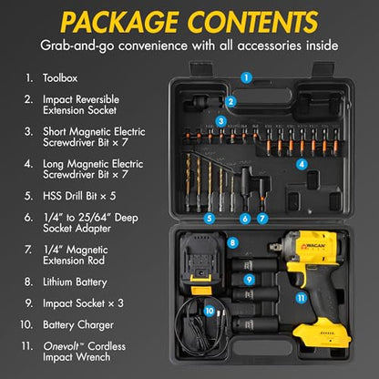 Wagan EL4500 OneVolt Cordless 21V 3-in-1 Power Tool 1/2 Inch Impact Wrench - size: EL4500 21V