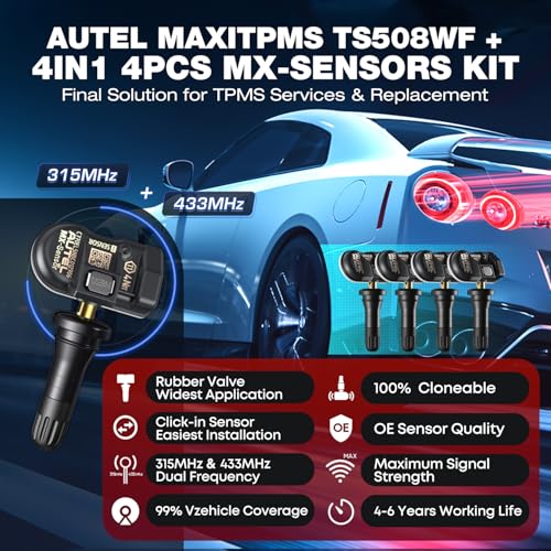 Autel MaxiTPMS TS508WF TPMS Programming Tool 2026, with 4PCS MX-Sensors ($120) WiFi Ver. of TS601 TS508 TS501 PRO TPMS Relearn Reset Tool, Tire Sensor Activation, TPMS DTC Clear, Lifetime Free Update