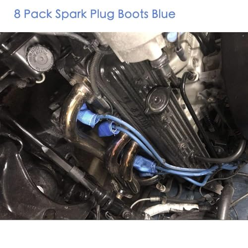 Blue Spark Plug Wire Heat Shield Spark Plug Wire Heat Shield Sleeve Spark Plug Boot Protector Boots Wrap for SBC BBC 350 454 8PCS Plug Wire Covers - 2500F High Temp Protection - color: Blue
