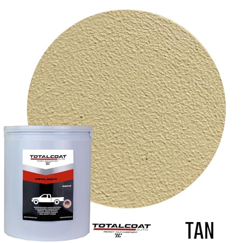 Roll On Truck Bed Liner Paint; Heavy Duty Coating Protection for Box Trucks, Pickups, Cargo Vans (1 Gallon Kit, Tan) - color: Tan
