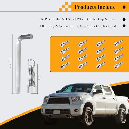 1001-63-B/1001-63GB Center Cap Screws w/Adapter, for Fuel Offroad Wheels - color: Sliver, Short