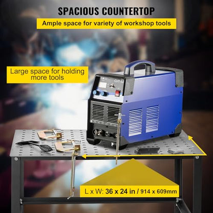 VEVOR Welding Table 36" x 24", 800LBS Capacity Welding Workbench Table, Heavy-Duty Work Bench with 0.63" Fixture Holes and Non-Slip Foot Pads for Welding Assembly Repair Works
