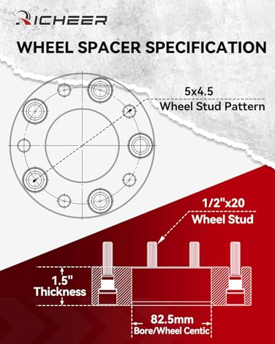 Richeer 1.5 inch 5x4.5 Wheel Spacers for TJ XJ YJ KJ KK ZJ Explorer Ranger - size: Thickness:1.5 inch