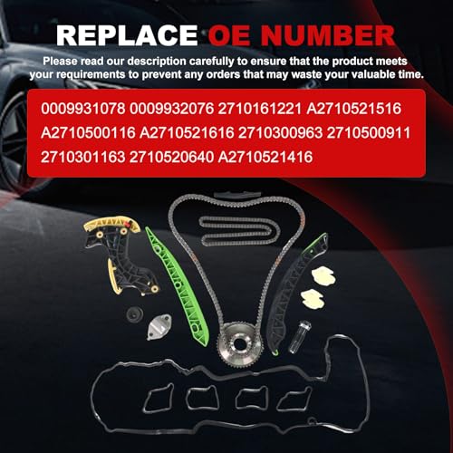 Timing Chain Kit 1.8L Fit for C250 SLK250 2012-2014, 2.5L 3.5L for C250 2012, Car Engine Repair Parts with Tensioner Cover Gasket Replace 0009931078 009932076 - color: 12-14 1.8L 2.5L 3.5L, size: SLK250/C250
