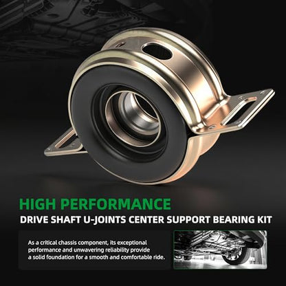 4Pcs Drive Shaft U-Joints & Center Support Bearing Kit