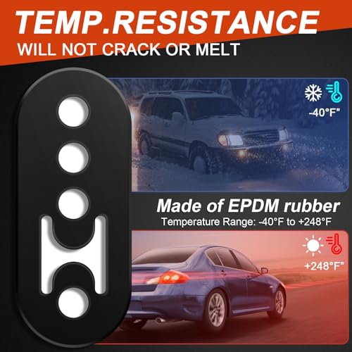 Rubber Exhaust Hanger 4 Pack, 4 Holes Adjustable Muffler Hanger, Universal Muffler Exhaust System, Insulator Bushing Mount, Weather-Proof High Density Tail Pipe Hanger