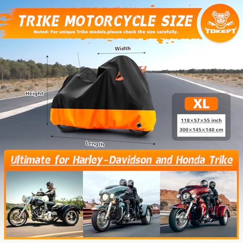 Trike Cover Heavy Duty Waterproof 3 Wheel Motorcycle Cover - size: Trike