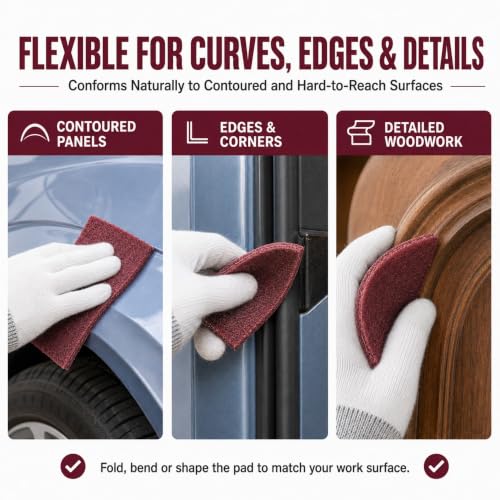 20 Pack Maroon Scuff Pads, 6x9 Inch Very Fine Hand Pads for Auto Paint Prep