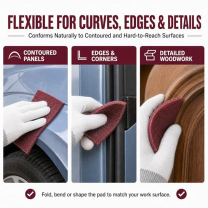 20 Pack Maroon Scuff Pads, 6x9 Inch Very Fine Hand Pads for Auto Paint Prep