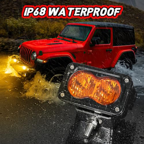 LED Pods Amber 3 Inch Off Road Driving Fog Pod Light Bar - color: White Amber