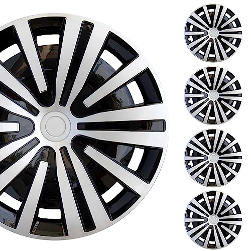 Hubcap Wheel Cover Replacement R16 Hub Caps Universal Wheel Rim Cover ABS Material Exterior Accessories Snap On Car Truck SUV -Set of 4 (16-Inch, Silver-Black) - color: BG-Silver-Black, size: 16-inch