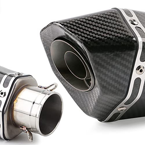PACEWALKER 38-51mm Real Carbon Fiber Motorcycle Exhaust Muffler - size: Real Carbon Fiber