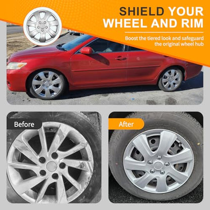 16 Inch Hubcaps for Toyota Camry – Set of 4 Premium ABS Wheel Covers, Snap-On OEM Replacement for 16" Steel Rims – Durable, Impact-Resistant (Full Set of 4) - color: Sliver 7-Spoke