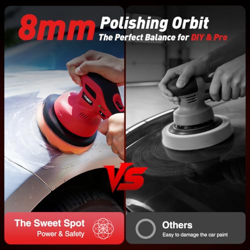 6 Inch Cordless Car Buffer Polisher kit w/ 2x2000mAh 21V Batteries - color: Red