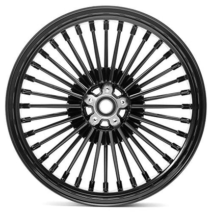 TOFR 18x3.5 18x3.5 Fat Spoke Wheels Black For Harley Touring Baggers 00-07 - color: Gloss Black, size: Front:18x3.5 Rear:18x3.5