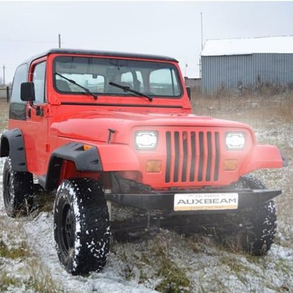 Auxbeam 12000LM 5x7 7x6 LED Headlights For Jeep XJ Cherokee Wrangler YJ - color: Black with silver frame