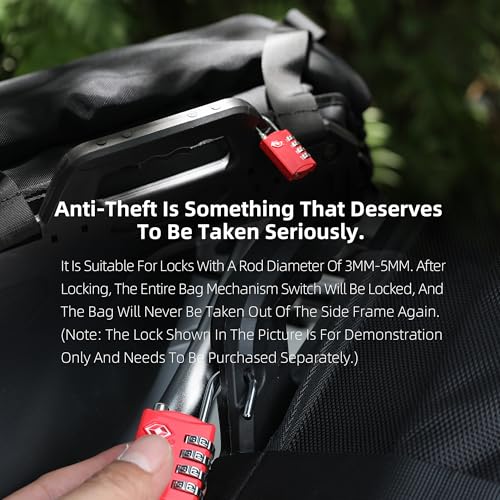 Rhinowalk Motorcycle Saddlebag 35L Waterproof, Quick Release Motorbike Side Bag, Universal Fit Motorcycle Side Bag (1-Piece) - color: Black 35L
