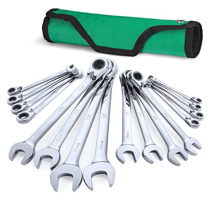 SK Reversible Ratcheting Wrench Set, Combination Wrenches, Metric 16-Piece - size: Metirc, 16-Piece