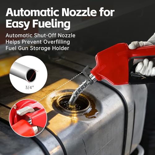 FMCNMech 12V Fuel Transfer Pump Kit, 15 GPM with Auto Shut-Off Nozzle - color: 15 GPM Gas & Diesel Pump