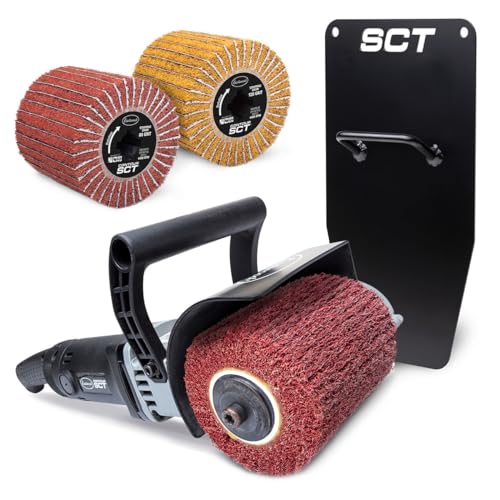 Eastwood Contour SCT Surface Conditioning Tool With Storage Rack | Heavy Duty Automotive Metal Preparation Tools Includes 120 Grit Finishing Drum 80 and 120 Grit Stripping Drums