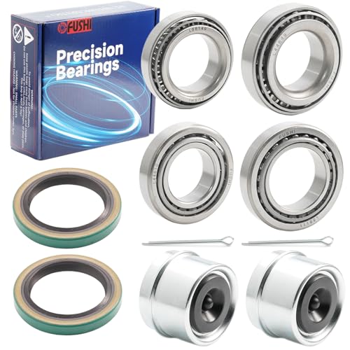2 Set Fits for 1-3/8'' 1-1/16'' Axles Trailer Wheel Hub Bearings Kit, L44649/10 L68149/11, 171255TB Seal OD 1.719'', Dust Cover and Cotter Pin.