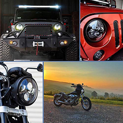 Nilight 2PCS 7 Inch Round Cree Headlight High Low Beam for Wrangler JK TJ CJ 1997-2017 Rubicon Sahara Hummber H1 H2 Motorbikes - color: JK Headlight White 2Pcs