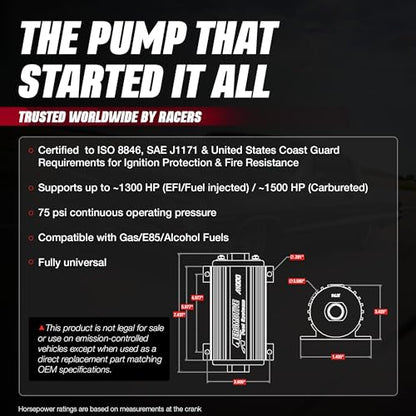 Aeromotive A1000 Marine Inline Fuel Pump - 12V Electric External - 11108 - color: Black