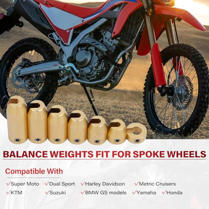 12 Pack Brass Motorcycle Wheel Weights Refill Kit - 6 Sizes
