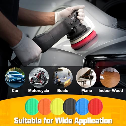 8 PCS 7.5 Inch Buffing Pads, Polishing Pad Kit for 7 Inch Backing Plate, Foam Sponge Pad and Wool Buffing Pad for Car Buffer Polisher, Cutting and Waxing - size: 7.5 - Inch